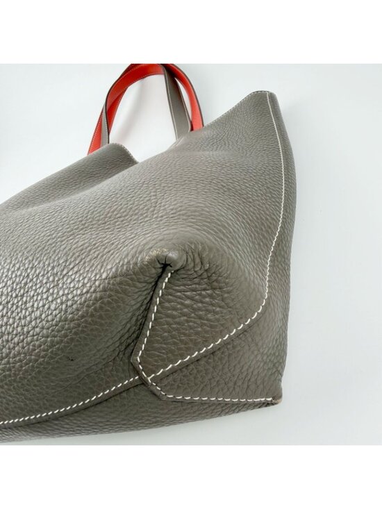 Hermès Double Sens Reversible Leather Tote Bag Orange/Brown Hermes Double Sens 28 Tote Leather Gray Orange Vintage